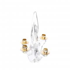  Schneider Pair of Mid Century Crystal Brass Amorphic 4 Arm Candelabra Signed Schneider - 4566585