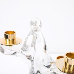  Schneider Pair of Mid Century Crystal Brass Tree Form Candelabras Signed Schneider - 4566593
