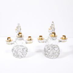  Schneider Pair of Mid Century Crystal Brass Tree Form Candelabras Signed Schneider - 4566660