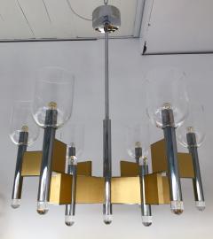  Sciolari Chandelier Brass Chrome Glass by Sciolari Italy 1970s - 533554