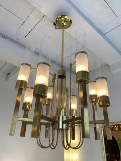  Sciolari Lighting Brass and Glass Chandelier by Sciolari Italy 1960s - 1606676