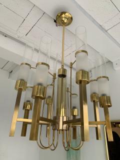  Sciolari Lighting Brass and Glass Chandelier by Sciolari Italy 1960s - 1606679