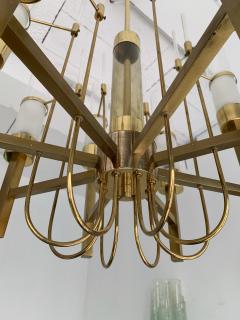  Sciolari Lighting Brass and Glass Chandelier by Sciolari Italy 1960s - 1606686