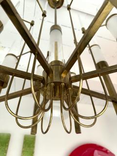  Sciolari Lighting Brass and Glass Tube Chandelier by Sciolari Italy 1960s - 3094684