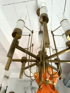  Sciolari Lighting Brass and Glass Tube Chandelier by Sciolari Italy 1960s - 3094692