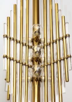  Sciolari Lighting Mid Century Italian Brass Lucite Pendant Chandelier - 1607233