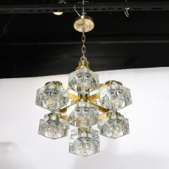  Sciolari Lighting Mid Century Modern Brass Cube Glass Chandelier by Sciolari - 4265722