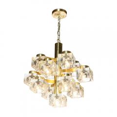  Sciolari Lighting Mid Century Modern Brass Cube Glass Chandelier by Sciolari - 4265730