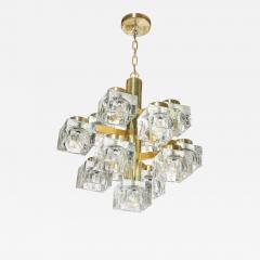  Sciolari Lighting Mid Century Modern Brass Cube Glass Chandelier by Sciolari - 4267168
