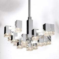  Sciolari Lighting Mid Century Modern Chrome Plexiglass Brushed Aluminum Chandelier by Sciolari - 2908792