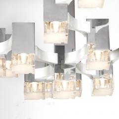  Sciolari Lighting Mid Century Modern Chrome Plexiglass Brushed Aluminum Chandelier by Sciolari - 2908797