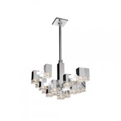  Sciolari Lighting Mid Century Modern Chrome Plexiglass Brushed Aluminum Chandelier by Sciolari - 2908841