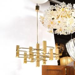  Sciolari Lighting Mid Century Modern Sculptural Curvilinear Brass Chandelier Signed Sciolari - 2809402