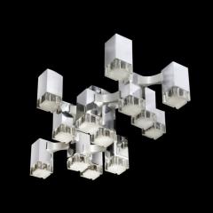  Sciolari Lighting Mid Century Modernist Chrome Plexiglass Aluminum Flush Mount by Sciolari - 3197993