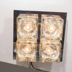  Sciolari Lighting Mid Century Modernist Glass Cube Flush Mount Chandelier by Sciolari in Chrome - 2659807
