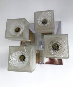  Sciolari Pair of Cubic Sconces Brass Chrome Murano Glass by Sciolari Italy 1970s - 526781