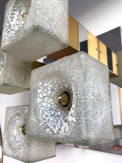  Sciolari Pair of Cubic Sconces Brass Chrome Murano Glass by Sciolari Italy 1970s - 526782