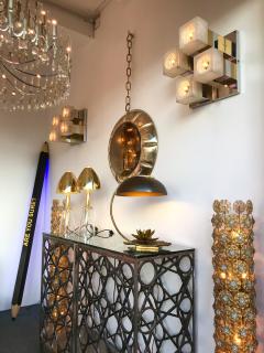  Sciolari Pair of Cubic Sconces Brass Chrome Murano Glass by Sciolari Italy 1970s - 526784