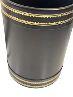  Scully Scully BLACK LEATHER WASTEPAPER BASKET WITH GOLD TRIM - 4694322