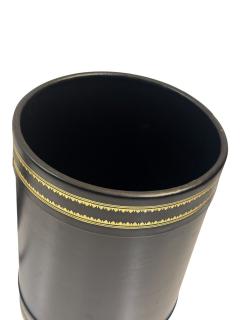  Scully Scully BLACK LEATHER WASTEPAPER BASKET WITH GOLD TRIM - 4694323
