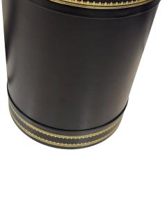  Scully Scully BLACK LEATHER WASTEPAPER BASKET WITH GOLD TRIM - 4694324