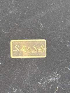  Scully Scully BLACK LEATHER WASTEPAPER BASKET WITH GOLD TRIM - 4695607
