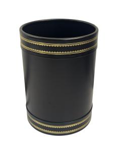  Scully Scully BLACK LEATHER WASTEPAPER BASKET WITH GOLD TRIM - 4698098