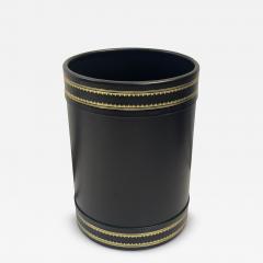  Scully Scully BLACK LEATHER WASTEPAPER BASKET WITH GOLD TRIM - 4698117