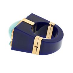  Seaman Schepps SEAMAN SCHEPPS 14K YELLOW GOLD TURQUOISE BAKELITE CUFF BRACELET - 3344096