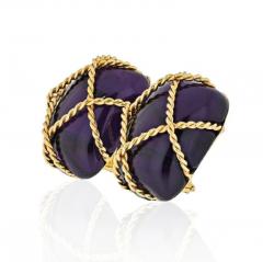  Seaman Schepps SEAMAN SCHEPPS 18K YELLOW GOLD AMETHYST CAGE EARRINGS - 1886418