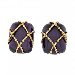  Seaman Schepps SEAMAN SCHEPPS 18K YELLOW GOLD AMETHYST CAGE EARRINGS - 1888084