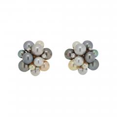  Seaman Schepps SEAMAN SCHEPPS 18K YELLOW GOLD BUBBLE MULTI COLOR PEARL AND DIAMOND EARRINGS - 3223484