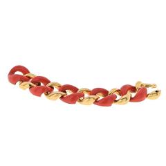  Seaman Schepps SEAMAN SCHEPPS 18K YELLOW GOLD CORAL AND HIGH POLISHED WIDE OPEN LINK BRACELET - 3334431