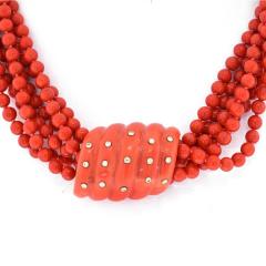  Seaman Schepps SEAMAN SCHEPPS 18K YELLOW GOLD SIX STRANG CORAL AND DIAMOND NECKLACE - 2326742