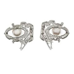  Seaman Schepps SEAMAN SCHEPPS PLATINUM DIAMOND AND PEARL DOUBLE CLIP BROOCH - 3321602