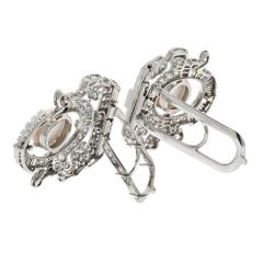  Seaman Schepps SEAMAN SCHEPPS PLATINUM DIAMOND AND PEARL DOUBLE CLIP BROOCH - 3321603