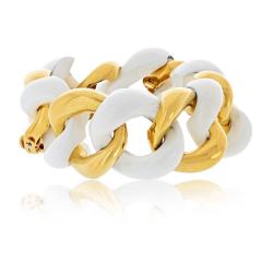  Seaman Schepps Seaman Schepps 18K YG 18K Yellow Gold White Ceramic and Gold Link Bracelet - 4412078