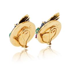  Seaman Schepps Seaman Schepps 18K YG Onyx Ruby Sapphire Emerald Clip Fan Style Earrings - 4511114