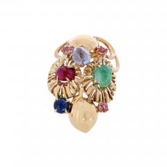  Seaman Schepps Seaman Schepps 18K Yellow Gold Gemstone Vintage Brooch - 4379056