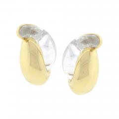  Seaman Schepps Seaman Schepps Gold and Rock Crystal Large Half Link Earrings - 1012583