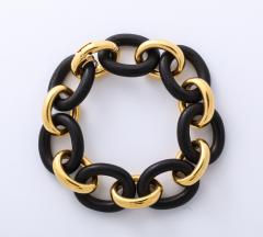  Seaman Schepps Vintage Seaman Schepps Gold and Ebony Classic Petit Link Bracelet - 1012200