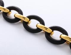  Seaman Schepps Vintage Seaman Schepps Gold and Ebony Classic Petit Link Bracelet - 1012202