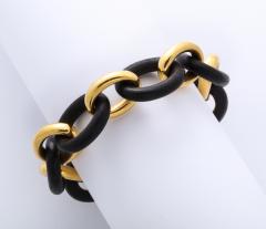  Seaman Schepps Vintage Seaman Schepps Gold and Ebony Classic Petit Link Bracelet - 1012204