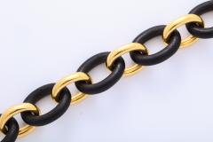  Seaman Schepps Vintage Seaman Schepps Gold and Ebony Classic Petit Link Bracelet - 1012206