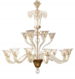  Seguso A Pair of Monumental 18 Light Murano Glass Chandeliers - 730776