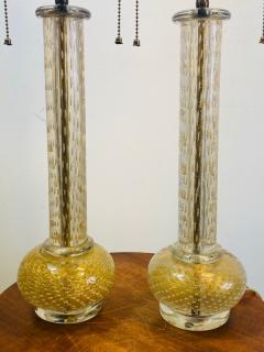  Seguso BEAUTIFUL MODERNIST PAIR OF SEGUSO GOLD BUBBLE BALL AND COLUMN MURANO LAMPS - 1530999