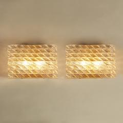  Seguso Large pair of Italian 50s Seguso Murano rectangular glass and brass wall lights - 1964467