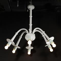  Seguso Mid Century 6 Arm Handblown White Jade Murano Scavo Glass Chandelier by Seguso - 3523587