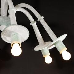  Seguso Mid Century 6 Arm Handblown White Jade Murano Scavo Glass Chandelier by Seguso - 3523630