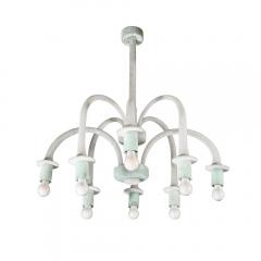 Seguso Mid Century 8 Arm Curved Hand Blown Murano Scavo Glass Chandelier by Seguso - 3523527